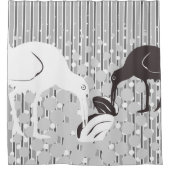 Oyster-Catcher - Silhouette - Monochrome grijs Douchegordijn (Voorkant)