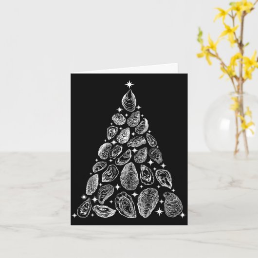 Oyster Christmas Tree Seafood Shellfish Holiday Be Kaart (Gele Bloem)
