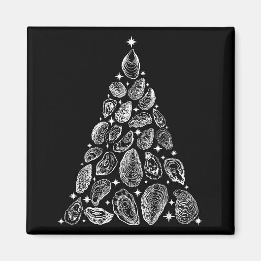 Oyster Christmas Tree Seafood Shellfish Holiday Be Magneet (Voorkant)