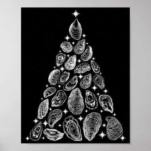Oyster Christmas Tree Seafood Shellfish Holiday Be Poster (Voorkant)