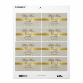 Oyster Damast Goud Monogram Bruiloft Wijn Label (Full Sheet)