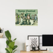 Oyster Fest. Vrouw, verkoopt de stijl van Oyster Poster (Thuiskantoor)