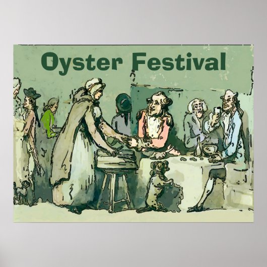 Oyster Fest. Vrouw, verkoopt de stijl van Oyster Poster (Voorkant)