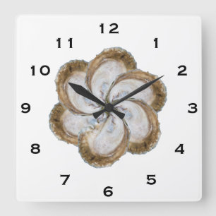 Oyster Flower Clock - Design C Vierkante Klok