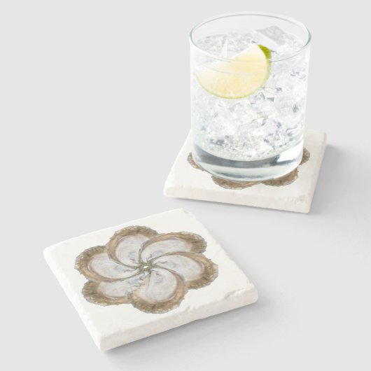 Oyster Flower Marble Onderzetter - Design C (Zijkant)