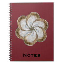 Oyster Flower notebook - Design C Maroon