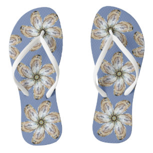Oyster Flower Teenslippers - Ontwerp een lichtblau