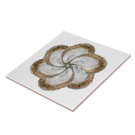 Oyster Flower Tile - Design C White Tegeltje (Zijkant)