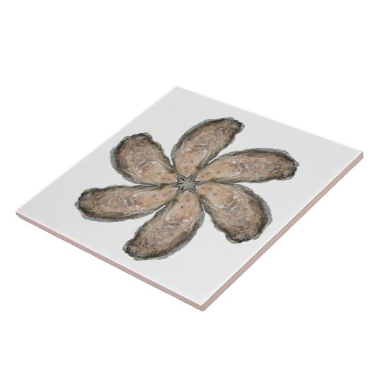 Oyster Flower Tile - Design D White Tegeltje (Zijkant)