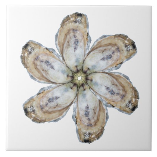 Oyster Flower Tile - Ontwerp een wit Tegeltje (Voorkant)