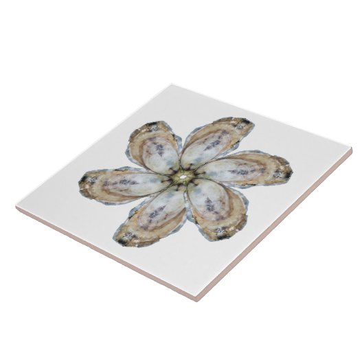 Oyster Flower Tile - Ontwerp een wit Tegeltje (Zijkant)