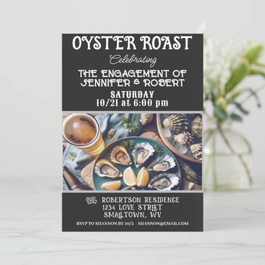 Oyster gebraden koppels douche uitnodiging (Staand voorkant)