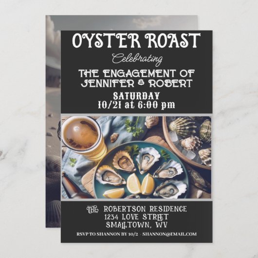 Oyster gebraden koppels douche uitnodiging (Voorkant / Achterkant)