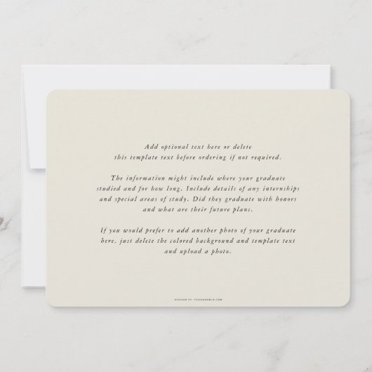 Oyster JD Law Scales + Laurel Afstuderen Foto Aankondiging (Achterkant)