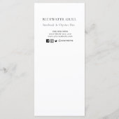 Oyster | Kaart van het menu Resturant Seafood (Achterkant)