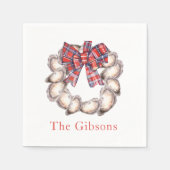 Oyster Krans met Plaid Ribbon gepersonaliseerd Servet (Voorkant)