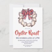Oyster Krans met Plaid Ribbon Oyster Roast Kaart (Voorkant)