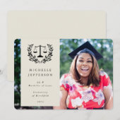 Oyster Law Scales + Laurel WreatAfstuderen Foto Aankondiging (Voorkant / Achterkant)