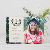 Oyster Law Scales + Laurel WreatAfstuderen Foto Aankondiging (Staand voorkant)