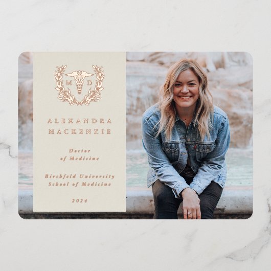 Oyster MD Caduceus Afstuderen Foto aankondiging (Voorkant)