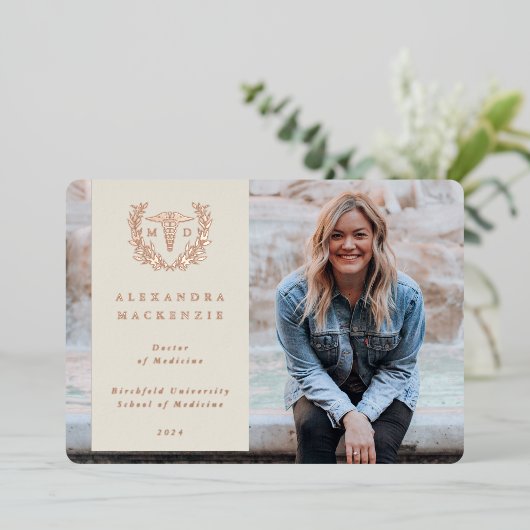 Oyster MD Caduceus Afstuderen Foto aankondiging (Staand Voorkant)