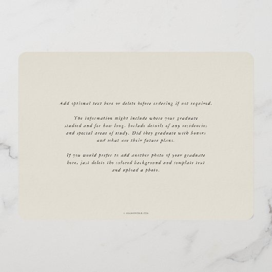 Oyster MD Caduceus Afstuderen Foto aankondiging (Achterkant)