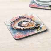 Oyster met Pearl Fine Art Bier Onderzetter (Linkerzijde)