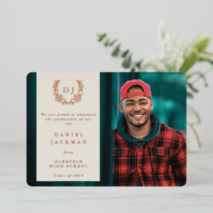 Oyster Monogram + Laurel Afstuderen Aankondiging