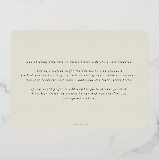 Oyster Monogram + Laurel Afstuderen Aankondiging (Achterkant)