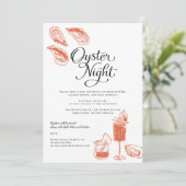Oyster Night | Elegant Coastal Dinner Party Kaart (Staand voorkant)