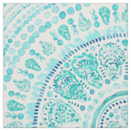 OYSTER O'CLOCK Aqua Coastal Mandala Stof