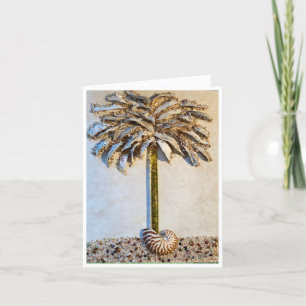 Oyster Palm Groeit Uit Een Nautilus Shell Kaart