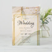 Oyster Parel Goud TROUW Alcohol Inkt Abstract Kaart (Staand voorkant)