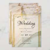 Oyster Parel Goud TROUW Alcohol Inkt Abstract Kaart (Voorkant / Achterkant)