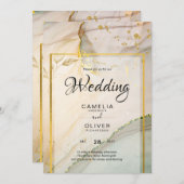 Oyster Parel Goud TROUW Alcohol Inkt Abstract Kaart (Voorkant / Achterkant)