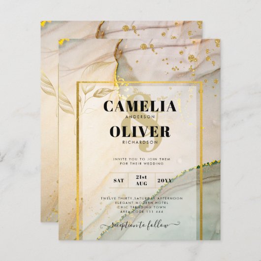 Oyster Parel Goud TROUWEN Alcohol Inkt Abstract (Voorkant / Achterkant)