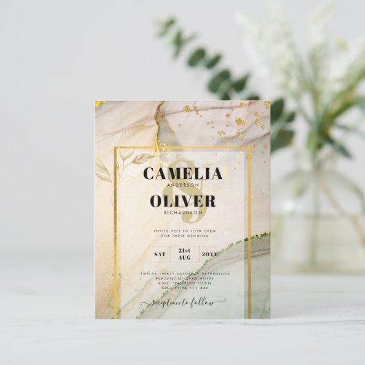 Oyster Parel Goud TROUWEN Alcohol Inkt Abstract (Staand voorkant)