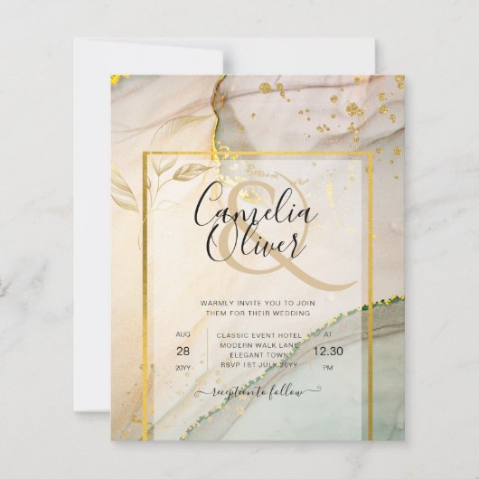 Oyster Parel Goud TROUWEN Alcohol Inkt Abstract (Voorkant)