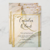 Oyster Parel Goud TROUWEN Alcohol Inkt Abstract Kaart (Voorkant / Achterkant)