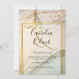 Oyster Parel Goud TROUWEN Alcohol Inkt Abstract Kaart