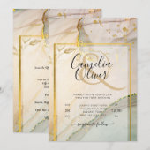 Oyster Parel Goud TROUWEN Alcohol Inkt Abstract Kaart (Voorkant / Achterkant)