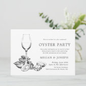 Oyster Pearl Anniversary Dinner | Zwarte Strepen Kaart (Staand voorkant)