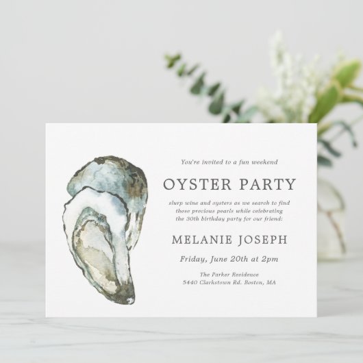 Oyster Pearl Birthday Party | Dubbele oesters Kaart (Staand voorkant)