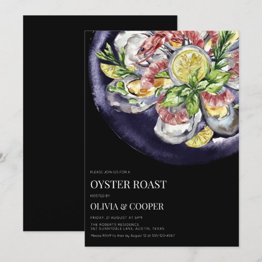 Oyster & Pearl Coastal Party Kaart (Voorkant / Achterkant)