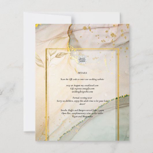 Oyster Pearl Gold WEDDING Alcohol Inkt Abstract (Achterkant)