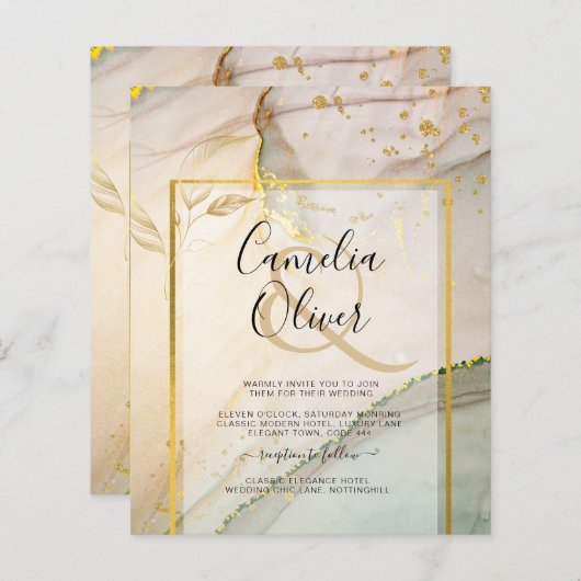 Oyster Pearl Gold WEDDING Alcohol Inkt Abstract (Voorkant / Achterkant)