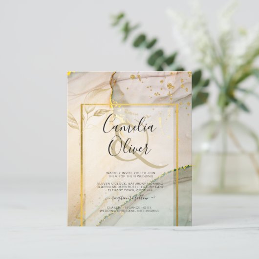 Oyster Pearl Gold WEDDING Alcohol Inkt Abstract (Staand voorkant)