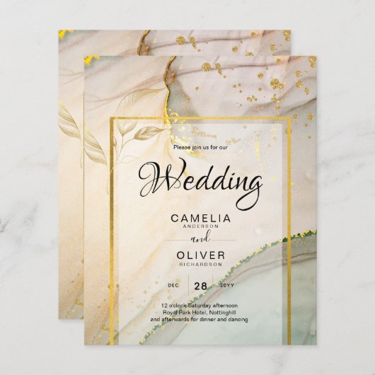 Oyster Pearl Gold WEDDING Alcohol Inkt Abstract (Voorkant / Achterkant)