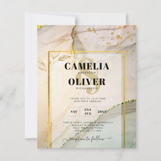 Oyster Pearl Gold WEDDING Alcohol Inkt Abstract (Voorkant)