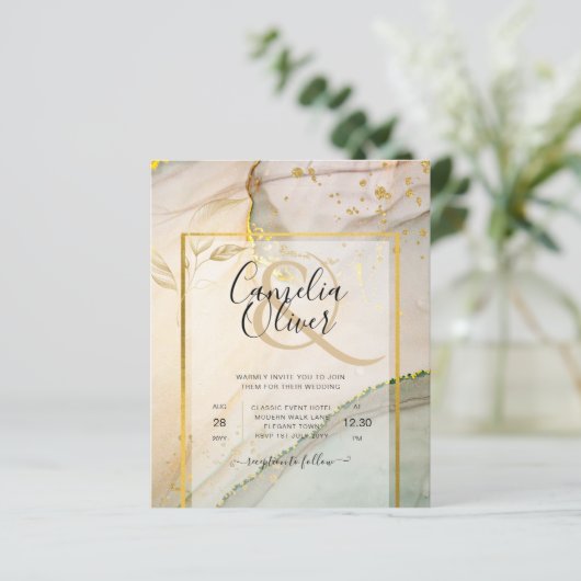 Oyster Pearl Gold WEDDING Alcohol Inkt Abstract (Staand voorkant)